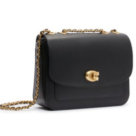 NWT Coach Madison shoulder bag | convertible strap |black leather and … - Picture 6 of 13